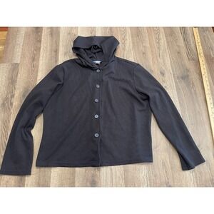 Cabo Sweater, Women's Size Large, Black, Button Up, Hooded